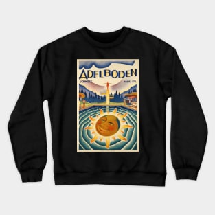 Adelboden, Switzerland, Vintage Travel Ski Poster Crewneck Sweatshirt